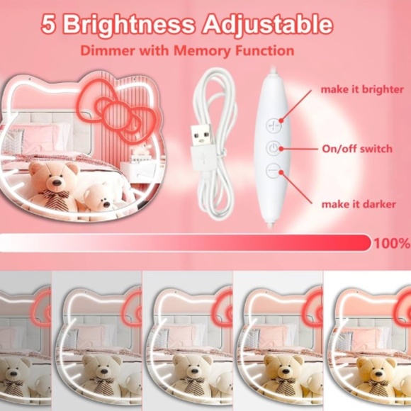 LED Hello Kitty Red Bow Mirror NWT - Picture 4 of 4